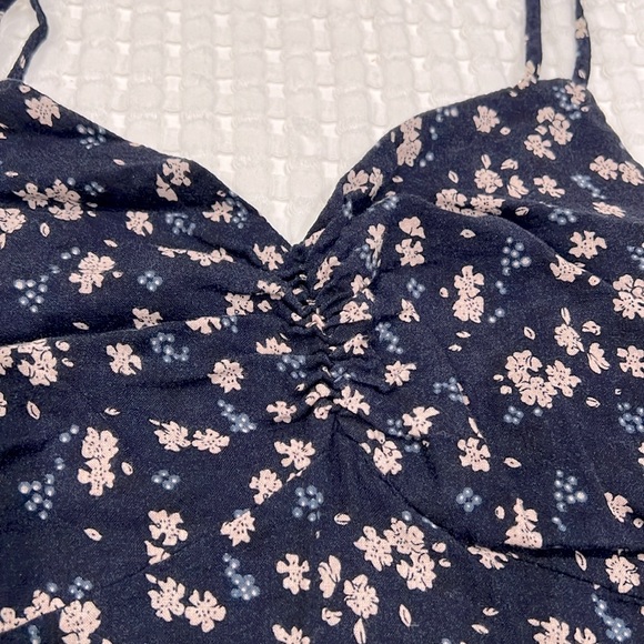 Flattering Cute Navy Blue with Floral Print and Spaghetti Adjustable Straps - Picture 2 of 8